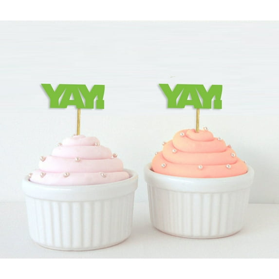 Darling Souvenir, YAY! Year Cupcake Toppers, Birthday/ Wedding/ Graduation Party/ Baby Shower Dessert Decorations - Pack Of 20