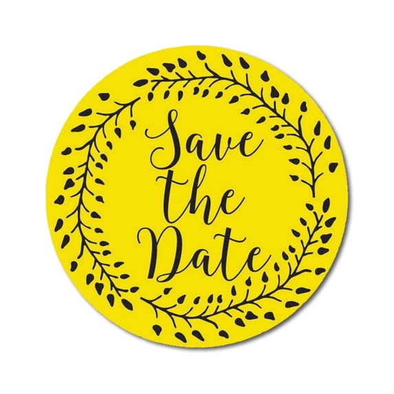 Darling Souvenir Yellow Round 1.6 Inches Vines Border Save The Date Stickers Non Customized Gift-45 Pcs