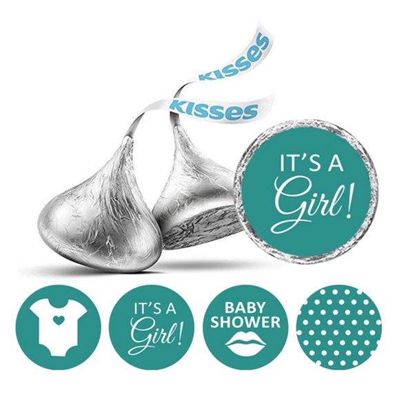 Darling Souvenir Teal Green 190 Pieces Baby Shower Favor Stickers - Mini Candy Stickers & Chocolate Wrapper Labels for Party Favors & Decorations