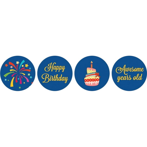 Darling Souvenir chocolate Candy Labels 190 Pcs Awesome Years Old Birthday Stickers-Blue