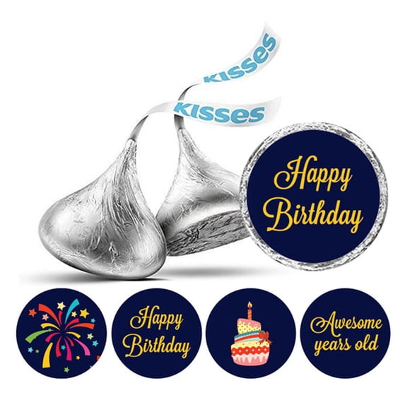 Darling Souvenir chocolate Candy Labels 190 Pcs Awesome Years Old Birthday Stickers-Navy Blue
