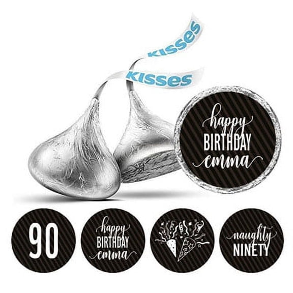 Darling Souvenir chocolate Candy Labels 190 Pcs Naughty 90th Birthday Custom Stickers-Black