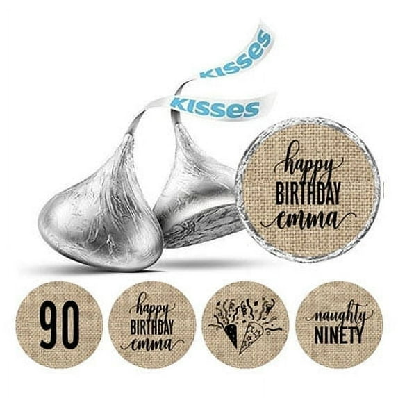 Darling Souvenir chocolate Candy Labels 190 Pcs Naughty 90th Birthday Custom Stickers-Brown