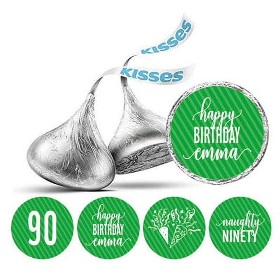 Darling Souvenir chocolate Candy Labels 190 Pcs Naughty 90th Birthday Custom Stickers-Green