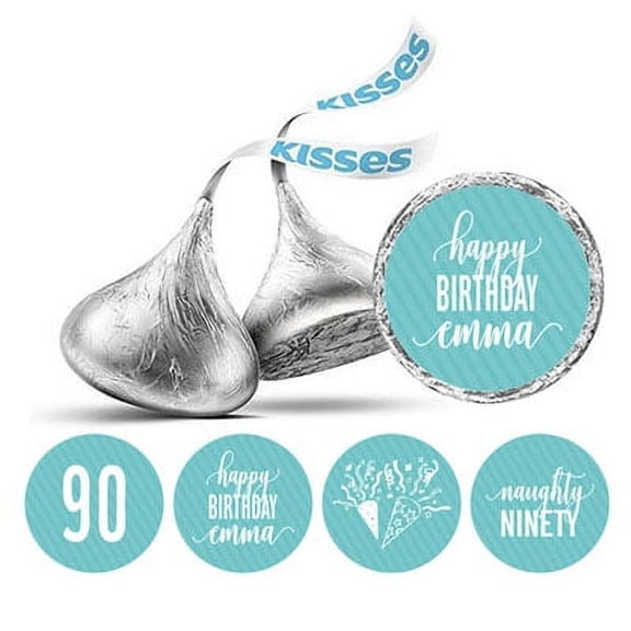 Darling Souvenir chocolate Candy Labels 190 Pcs Naughty 90th Birthday Custom Stickers-Light Blue