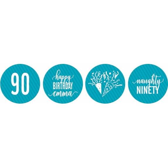 Darling Souvenir chocolate Candy Labels 190 Pcs Naughty 90th Birthday Custom Stickers-Turquoise Blue
