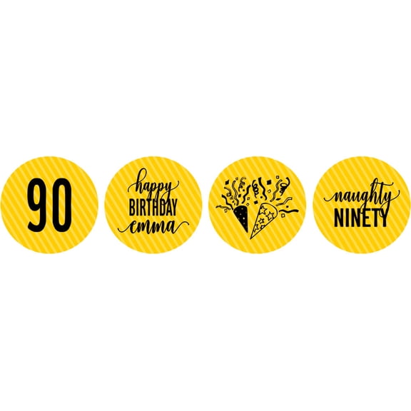 Darling Souvenir chocolate Candy Labels 190 Pcs Naughty 90th Birthday Custom Stickers-Yellow
