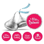 Darling Souvenir chocolate Candy Labels 190 Pcs Quinceanera Party Theme Stickers-Fuchsia Pink