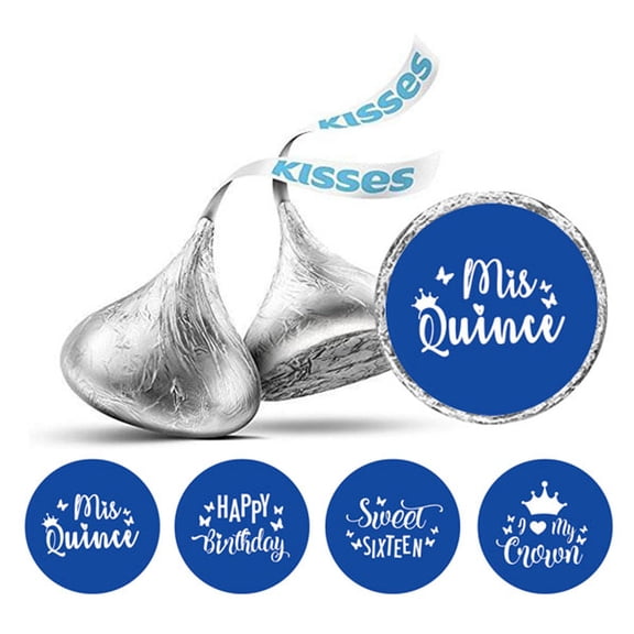 Darling Souvenir chocolate Candy Labels 190 Pcs Quinceanera Party Theme Stickers-Medium Blue