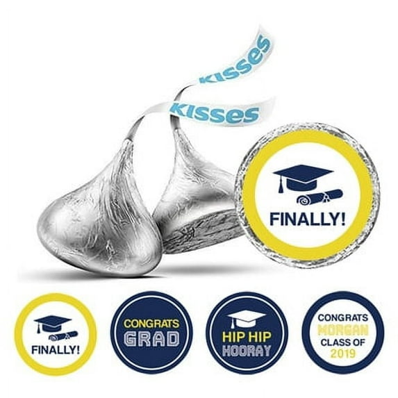 Darling Souvenir chocolate Graduation Party Theme Custom Stickers Pack of 190 Pcs-Lime Yellow & Blue