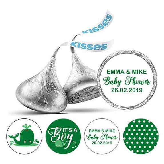 Darling Souvenir 190 Pieces Green Baby Shower Chocolate Drop Labels Stickers - Self-Adhesive Mini Candy Wrappers for Favors & Party Decorations
