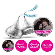 Darling Souvenir chocolate Labels 190 Pcs Love is Sweet Photo Wedding Custom Stickers-Fuchsia Pink