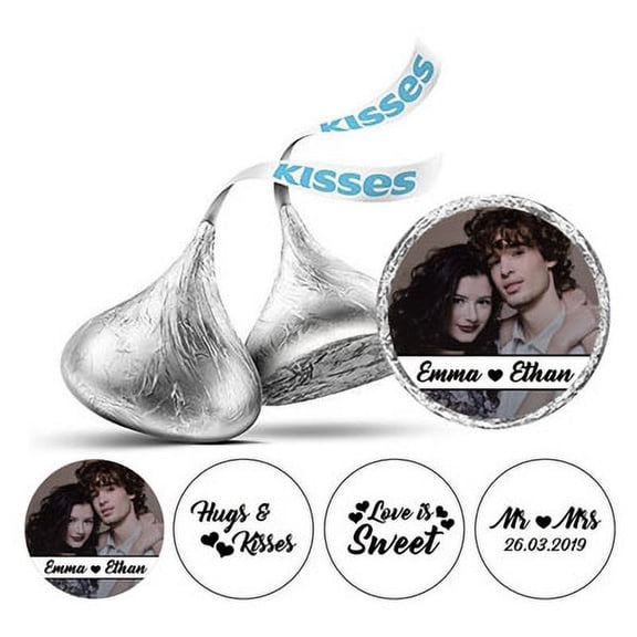 Darling Souvenir chocolate Labels 190 Pcs Love is Sweet Photo Wedding Custom Stickers-Glitter Gold