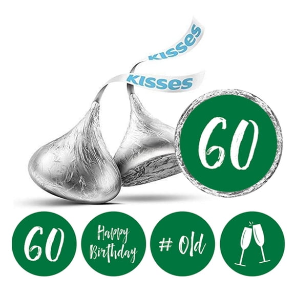 Darling Souvenir chocolate Labels 60th Birthday Stickers Pack of 190 Pcs Party Favor-Green
