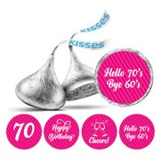 Darling Souvenir chocolate Labels DIY 190 Pcs Cheers 70th Birthday Theme Stickers-Fuchsia Pink