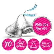 Darling Souvenir chocolate Labels DIY 190 Pcs Cheers 70th Birthday Theme Stickers-Fuchsia Pink