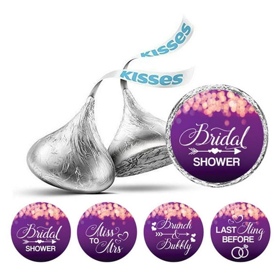 Darling Souvenir chocolate&nbsp;Candy Labels Bridal Shower Theme&nbsp;Round Stickers 190 Pcs-Purple