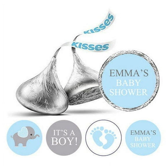 Darling Souvenir Light Blue 190 Pieces Baby Shower Favor Stickers - Mini Candy Stickers & Chocolate Wrapper Labels for Party Favors & Decorations