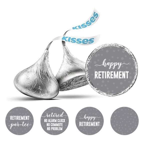 Darling Souvenir chocolate Candy Labels Retirement Theme Round Stickers 190 Pcs-Gray