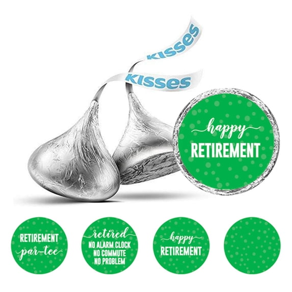 Darling Souvenir chocolate Candy Labels Retirement Theme Round Stickers 190 Pcs-Green
