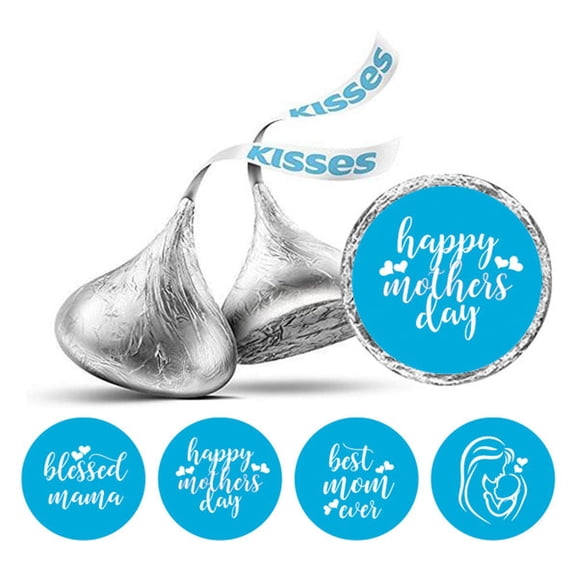Darling Souvenir Candy Favor Mother's Day Party Theme chocolate Stickers 190 Pcs-Turquoise Blue