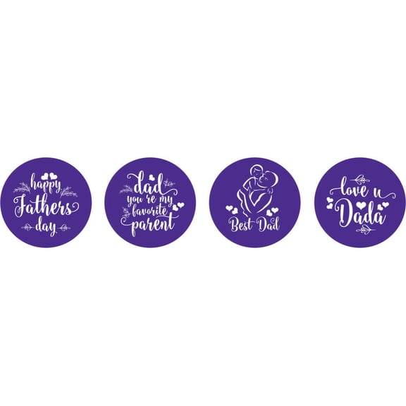 Darling Souvenir Purple 190 Pieces Father's Day Favor Stickers - Mini Candy & Chocolate Wrapper Labels for Fatherhood Celebration & Dad Gift Sticker Decorations