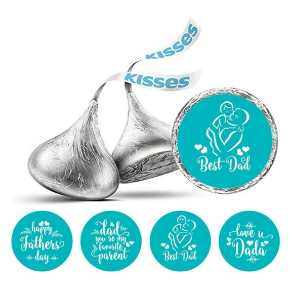 Darling Souvenir Pack of 190 Pcs chocolate Father's Day Theme Stickers Party Favor-Turquoise Blue