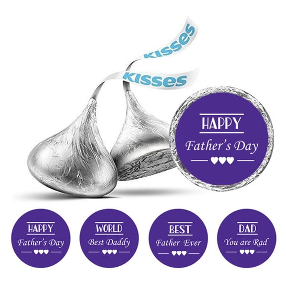 Darling Souvenir Round Best Father Ever Theme Stickers 190 Pcs chocolate Candy Labels-Purple