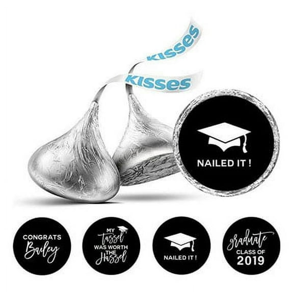Darling Souvenir chocolate Candy Party Favor Graduation Theme Stickers 190 Pcs-Black & White