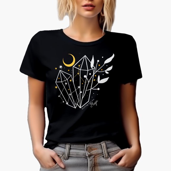 Darling You Are Magic, Boho Mystical & Celestial Inspired Art Merch Gift, Black T-Shirt, Small