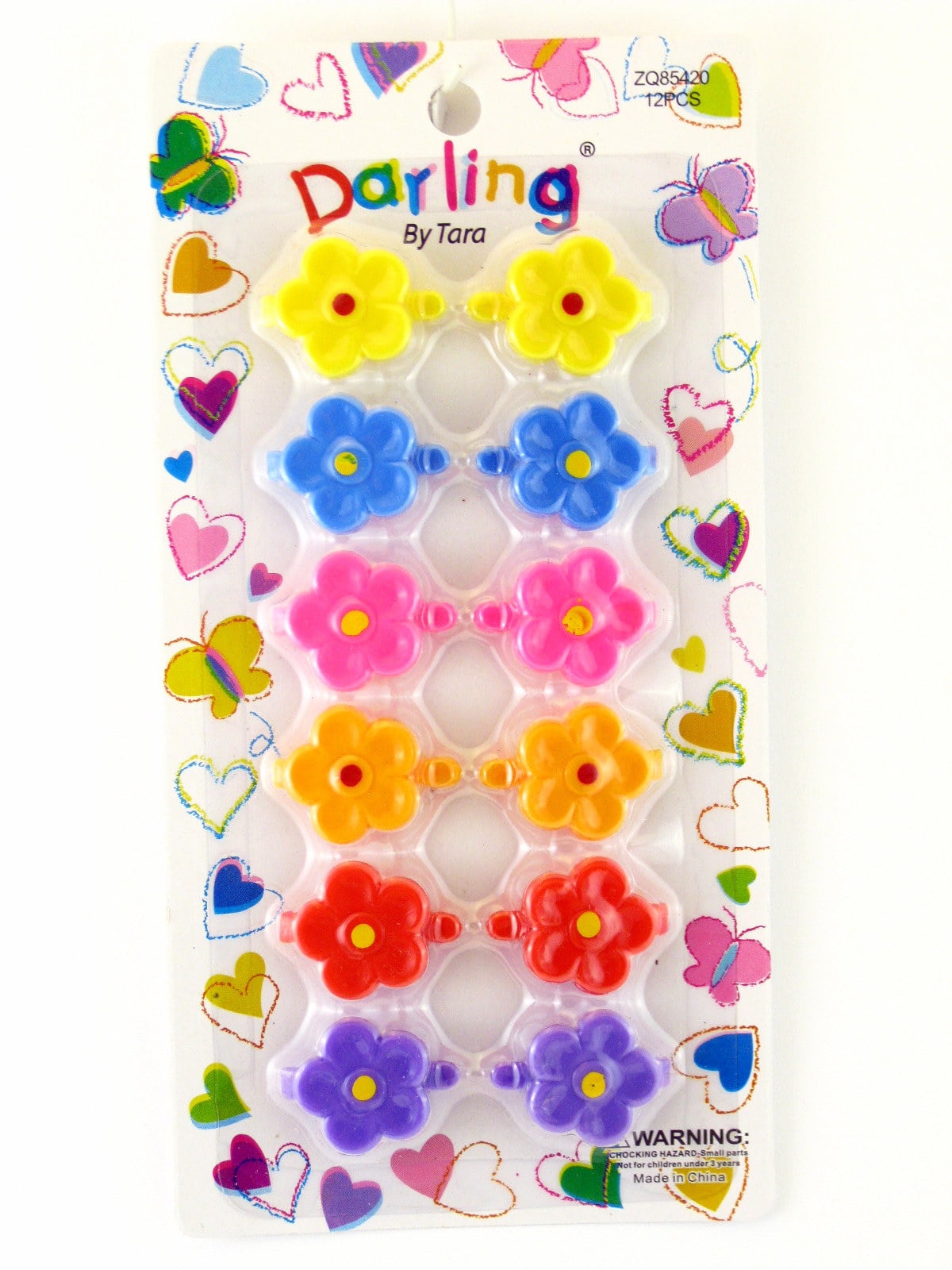Darling by Tara Girls Self Hinge Flower Barrettes 12 Pcs.