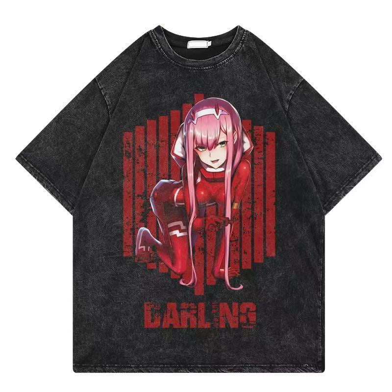 Darling in the FranXX Zero Two Men's Cotton Summer T-Shirts Vintage Tee ...