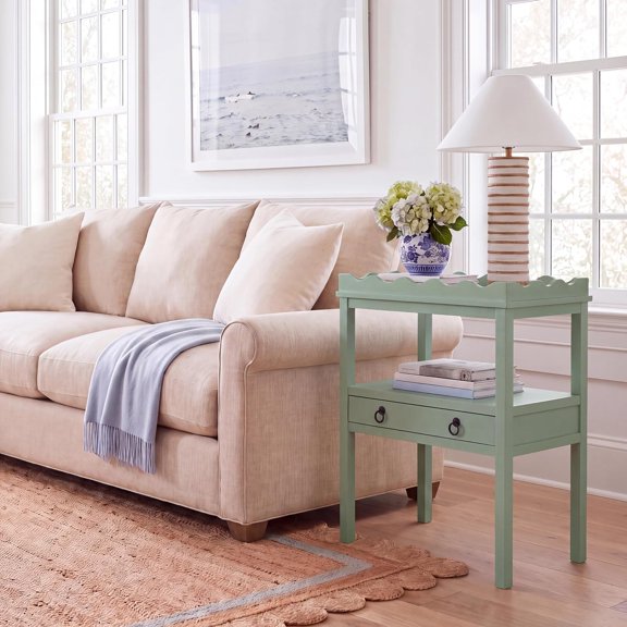 Darlyn Sage Green 1-Drawer Rectangle Accent Table