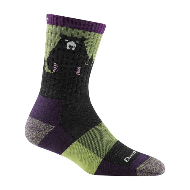 Darn Tough Bear Town Micro Crew Lightweight with Cushion, Lime, Small