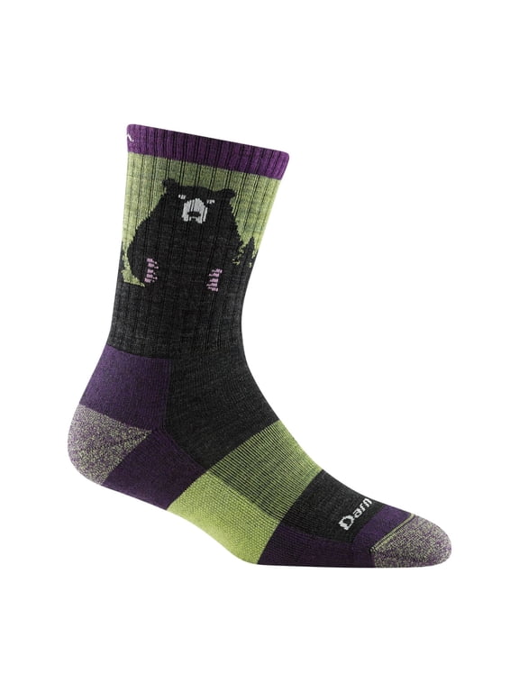 Darn Tough Bear Town Micro Crew Lightweight with Cushion, Lime, Small