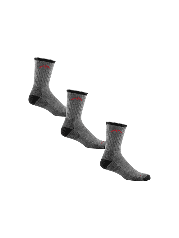 Darn Tough Hiker Coolmax Micro Crew Midweight with Cushion, Gray/Black, Large (3-Pack)