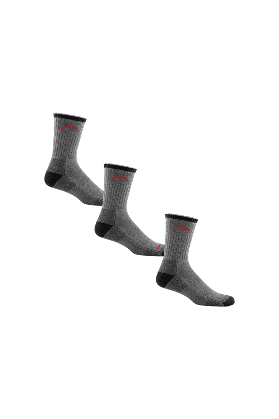 Darn Tough Hiker Coolmax Micro Crew Midweight with Cushion, Gray/Black, Large (3-Pack)