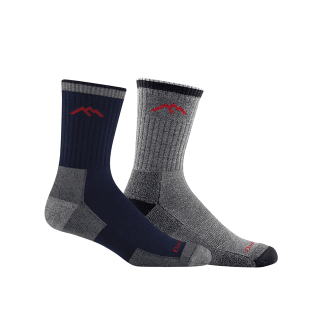 Darn Tough Hiker Coolmax Micro Crew Midweight with Cushion, Large, Navy & Gray (Variety Pack)