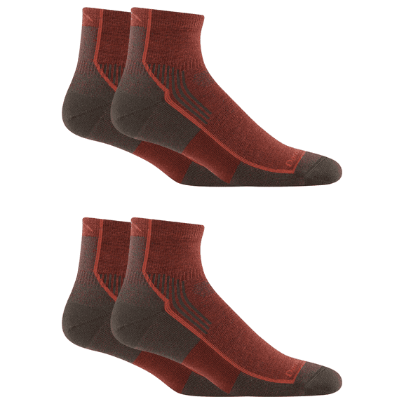 Darn Tough Men's Hike Quarter Midweight Hiking Socks with Cushion, Large Size, Chestnut (2-Pack)