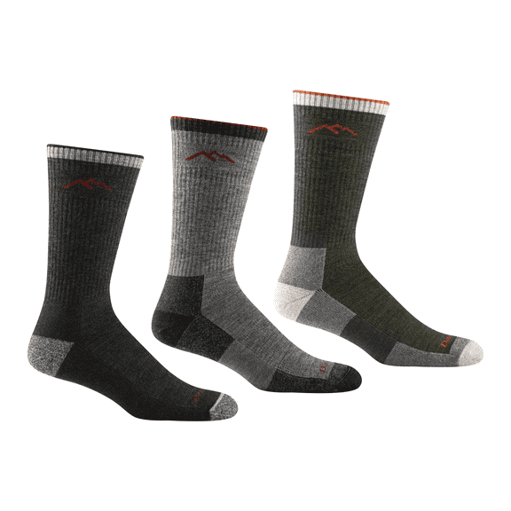 Darn Tough Men’s Hiker Boot Sock, Midweight Cushion, Black/Olive/Eclipse, Large (Variety Pack)