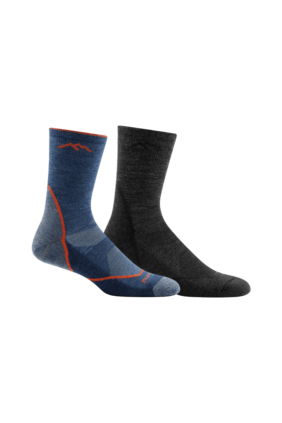 Darn Tough Men's Light Hiker Micro Crew Lightweight with Cushion Sock (Style 1972) - Black & Denim, Large (Variety Pack)