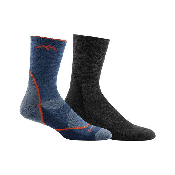 Darn Tough Men's Light Hiker Micro Crew Lightweight with Cushion Sock (Style 1972) - Black & Denim, Medium (Variety Pack)