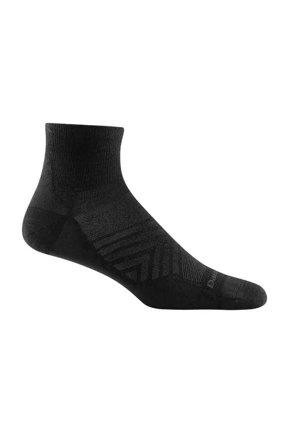 Darn Tough Men's Run Quarter Ultra-Lightweight Running Socks with Cushion, Large Size, Black (Pack of 2)