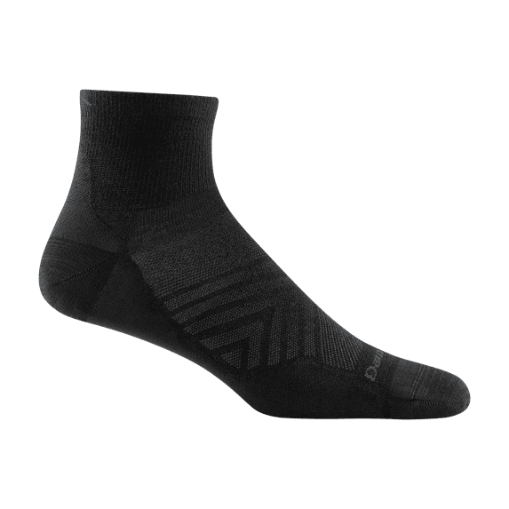 Darn Tough Men's Run Quarter Ultra-Lightweight Running Socks, Large Size, Black
