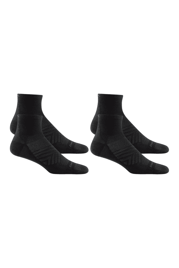 Darn Tough Men's Run Quarter Ultra-Lightweight Running Socks, X-Large Size, Black (Pack of 2)
