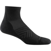DARN TOUGH VERMONT Darn Tough Men's Run Quarter Ultra-Lightweight Running Socks with Cushion, Large Size, Black