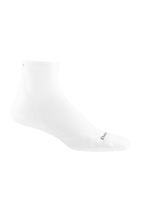 Darn Tough Men's Run Quarter Ultra-Lightweight Running Socks with Cushion, Large Size, White