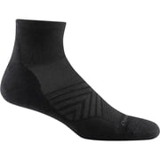 Darn Tough Mens Run Quarter Ultra-Lightweight Running Socks with Cushion, Medium Size, Black