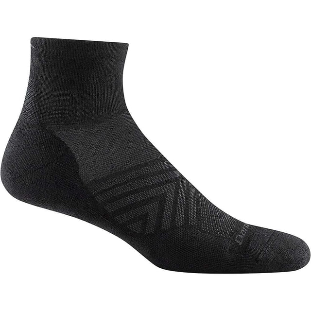 Darn Tough Men's Run Quarter Ultra-Lightweight Running Socks with Cushion, Medium Size, Black