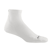 Darn Tough Mens Run Quarter Ultra-Lightweight Running Socks with Cushion, Medium Size, White